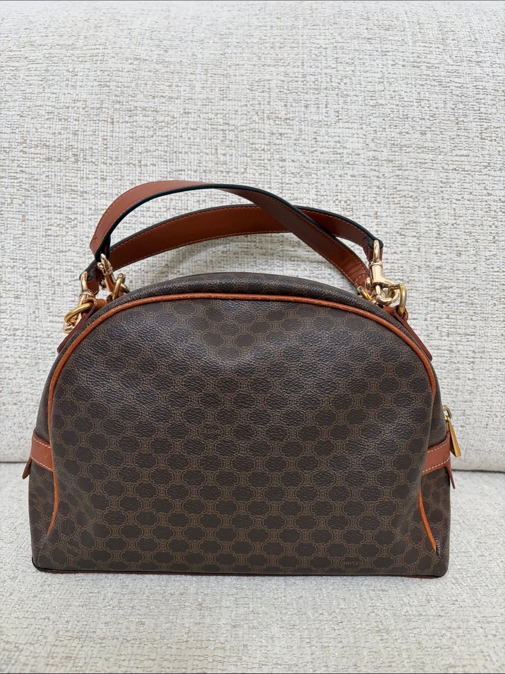 1994 Celine Triomphe Macadam Monogram Dome Satchel
